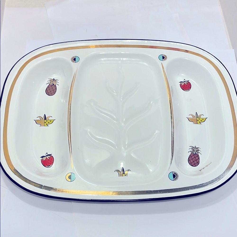 Vintage George’s Briand AMBOSIA Elegant White and Gold Divided Serving Platter